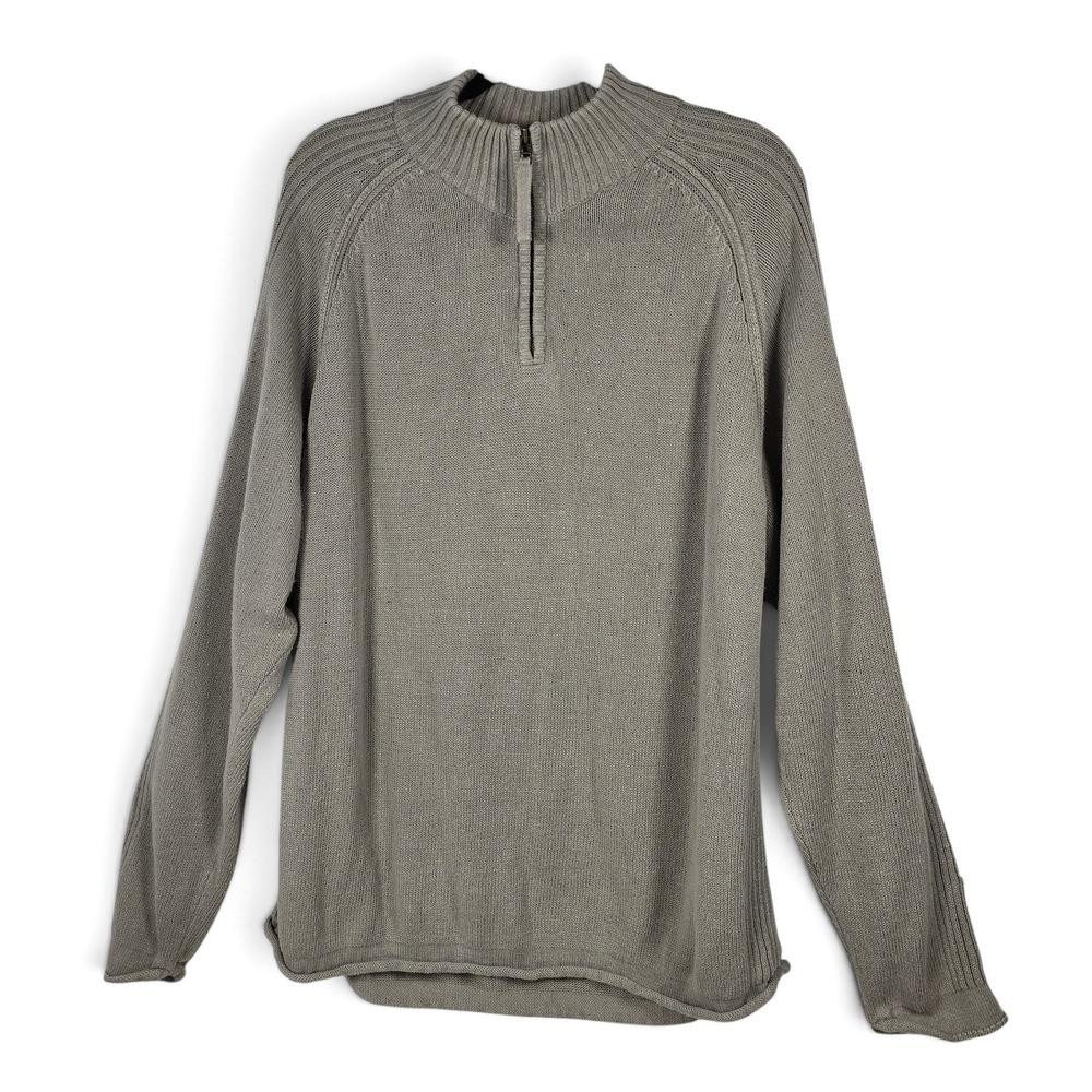 The Territory Ahead Sweater Mens XXL Quarter Zip Gray Ramie Cotton Knit EUC Top